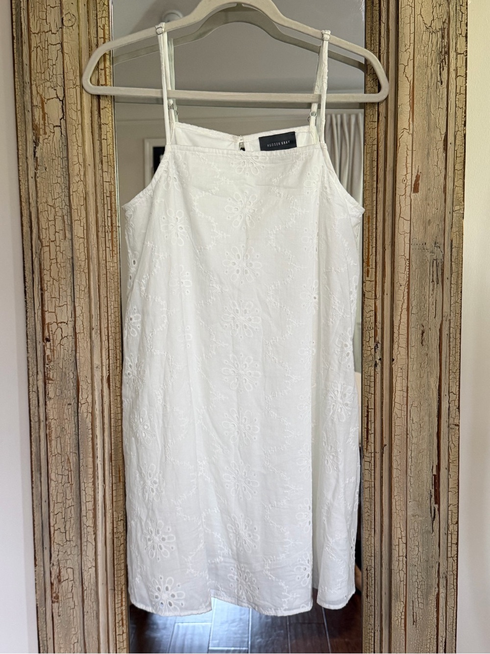 NWOT White Eyelet Mini Dress with Adjustable Straps